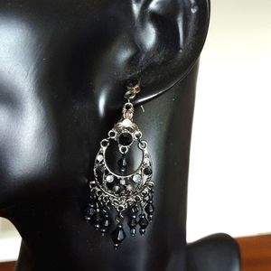 Silver and Black Chandelier earrings